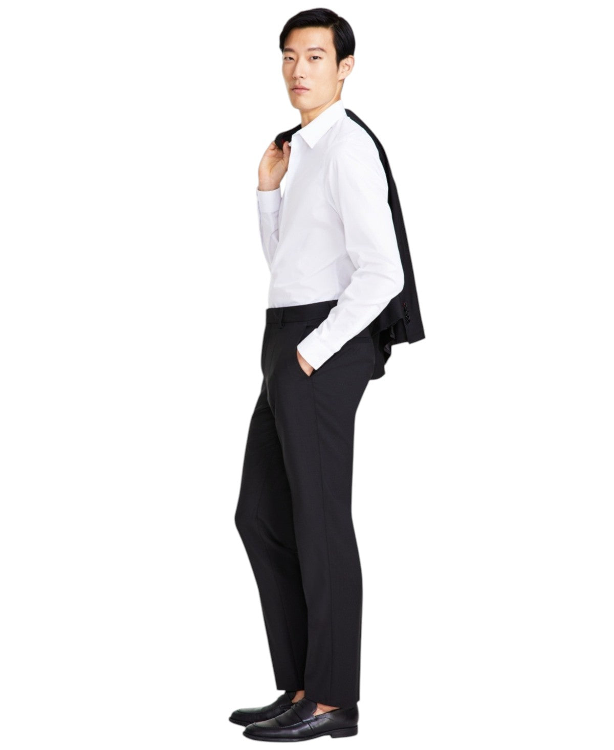 Hugo Boss Mens Modern fit Dress Pants 38 / 32 Black Solid Stretch