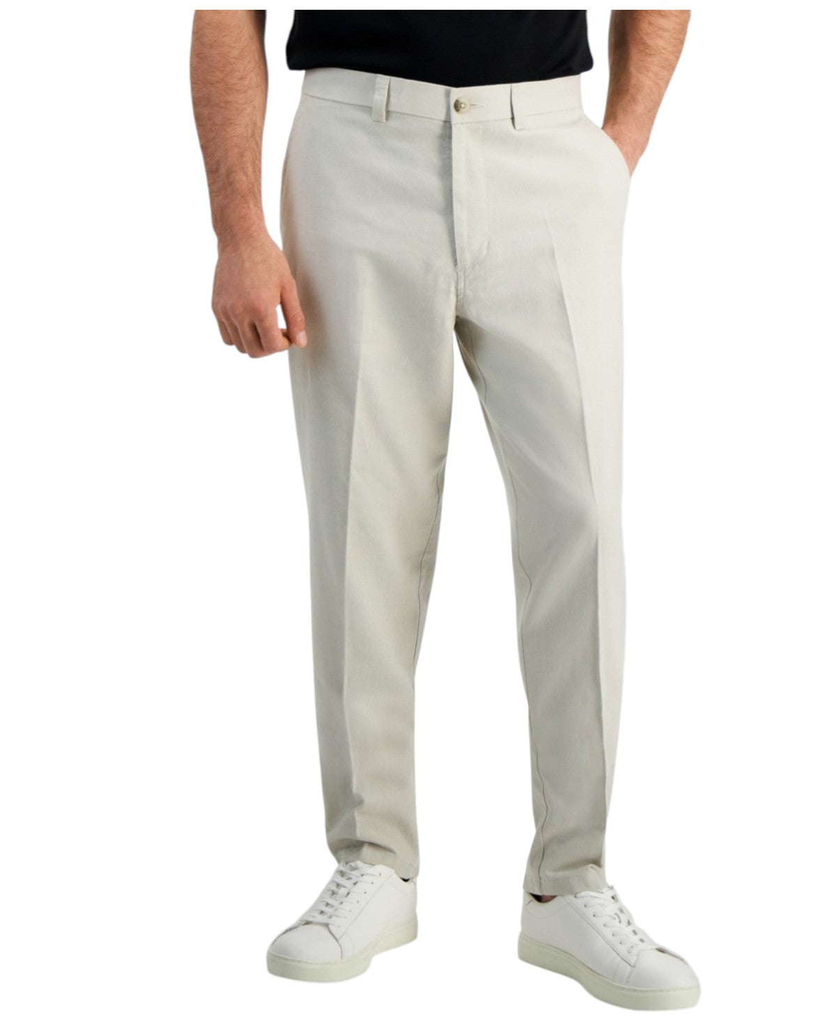 Kenneth Cole Mens Slim fit Dress Pants 36 / 32 Beige Solid Stretch