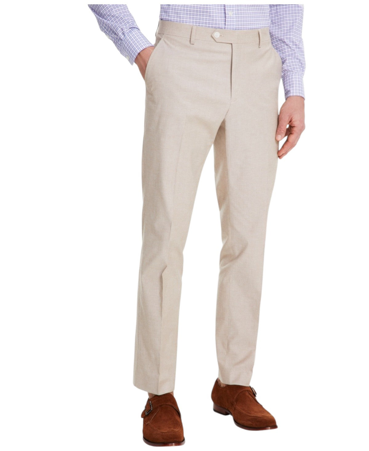 Tommy Hilfiger Mens Modern fit Dress Pants 36 / 32 Beige Solid Stretch