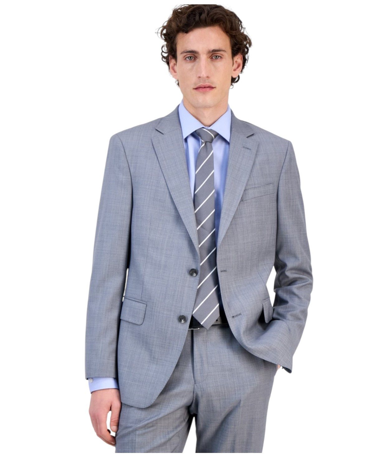 Charles Tyrwhitt Mens Classic fit Suit Jacket Blazer 44 S Mid Grey Solid Stretch