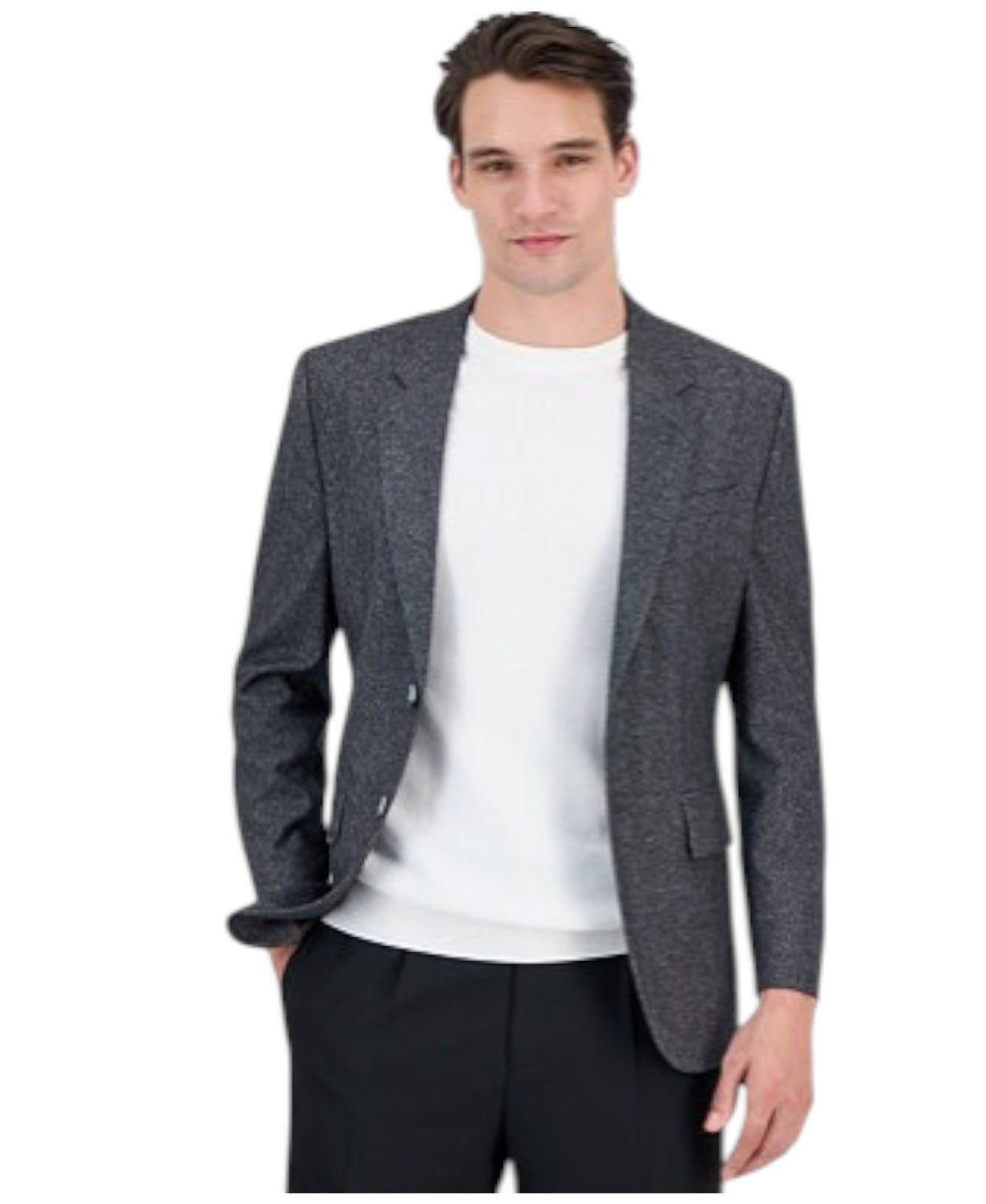 Hugo Boss Mens Modern fit Sport Coat Blazer 44 R Charcoal Grey Birdseye Stretch
