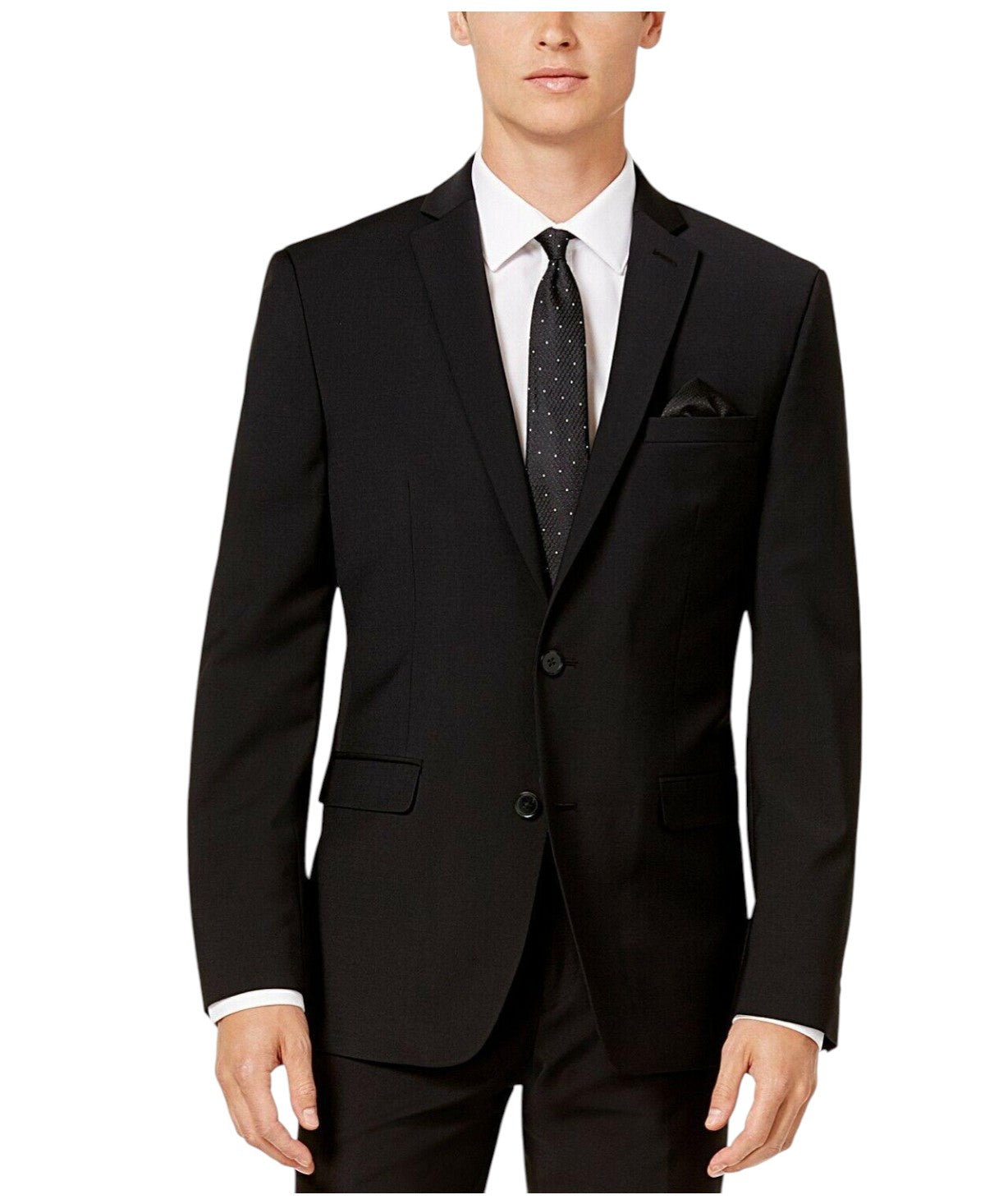 Bar Iii Mens Slim fit Suit Jacket Blazer 44 S Black Solid Stretch