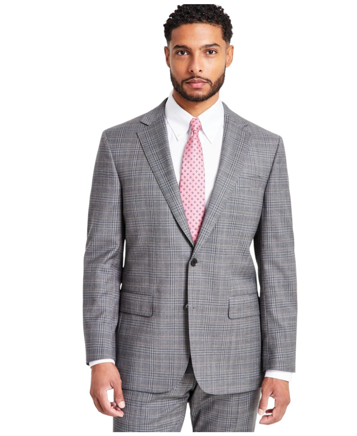 Brooks Brothers Mens Classic fit Suit Jacket Blazer 42 R Charcoal Grey Plaid Stretch