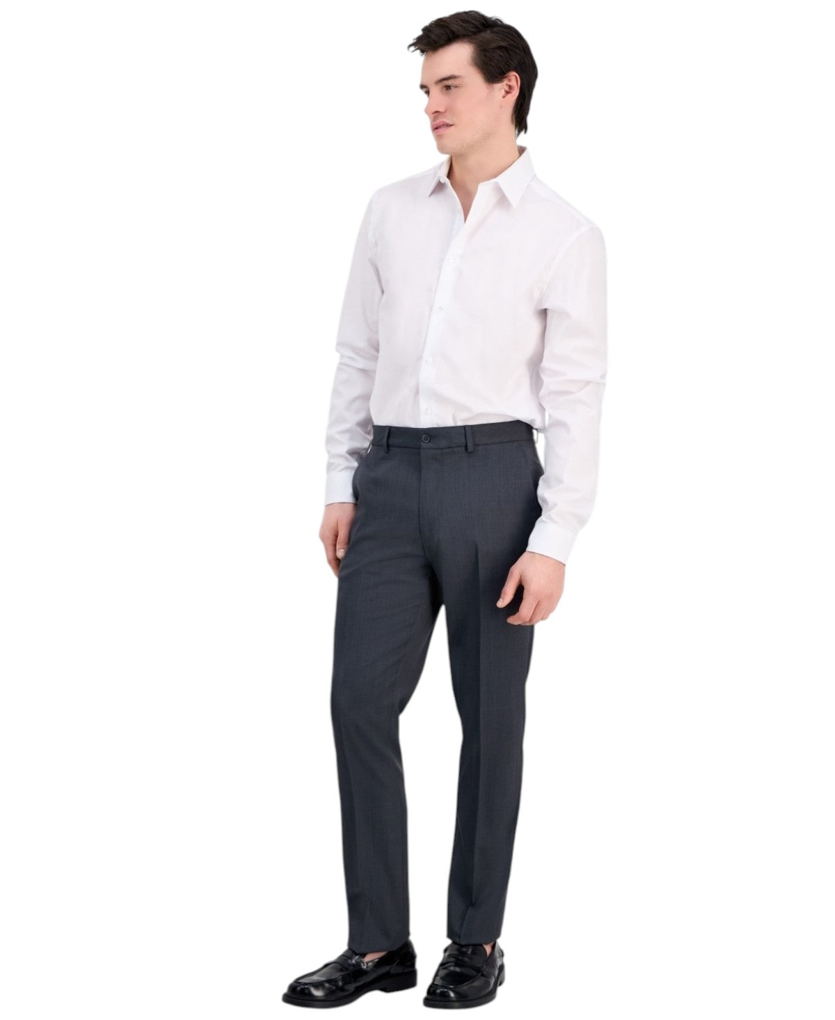 Dkny Mens Modern fit Dress Pants 38 / 30 Dark Grey Solid Stretch