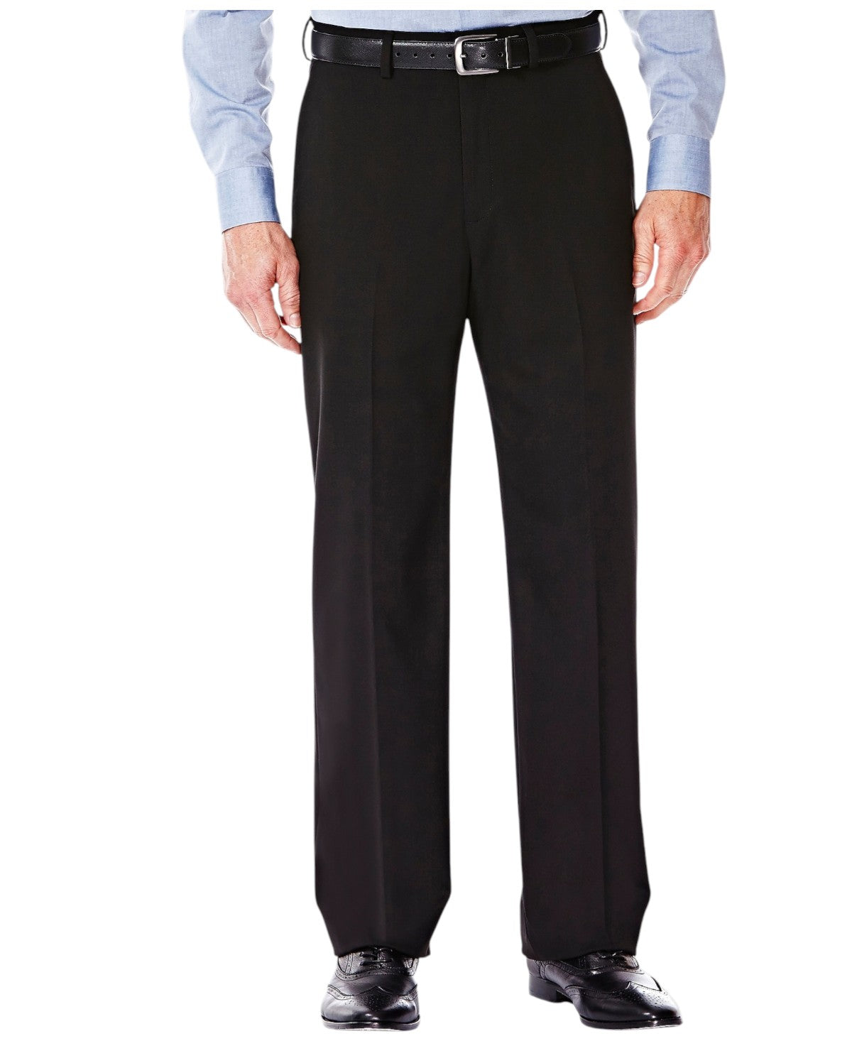 Haggar Mens Classic fit Dress Pants 44 / 30 Black Solid Stretch