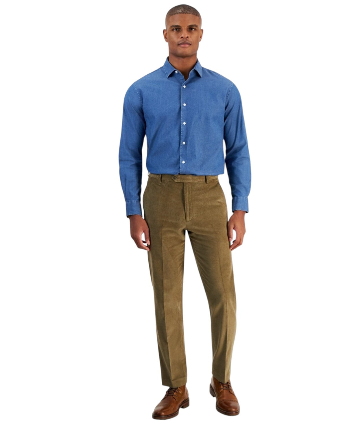 Tommy Hilfiger Mens Modern fit Dress Corduroy Pants 32 / 30 Beige Solid Stretch