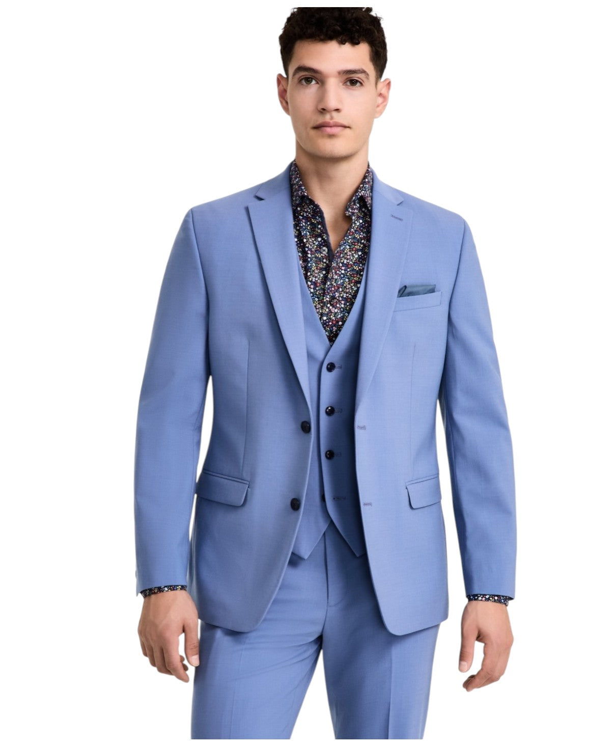 Bar Iii Mens Slim fit Suit Jacket Blazer 40 L Steel Blue Solid Stretch