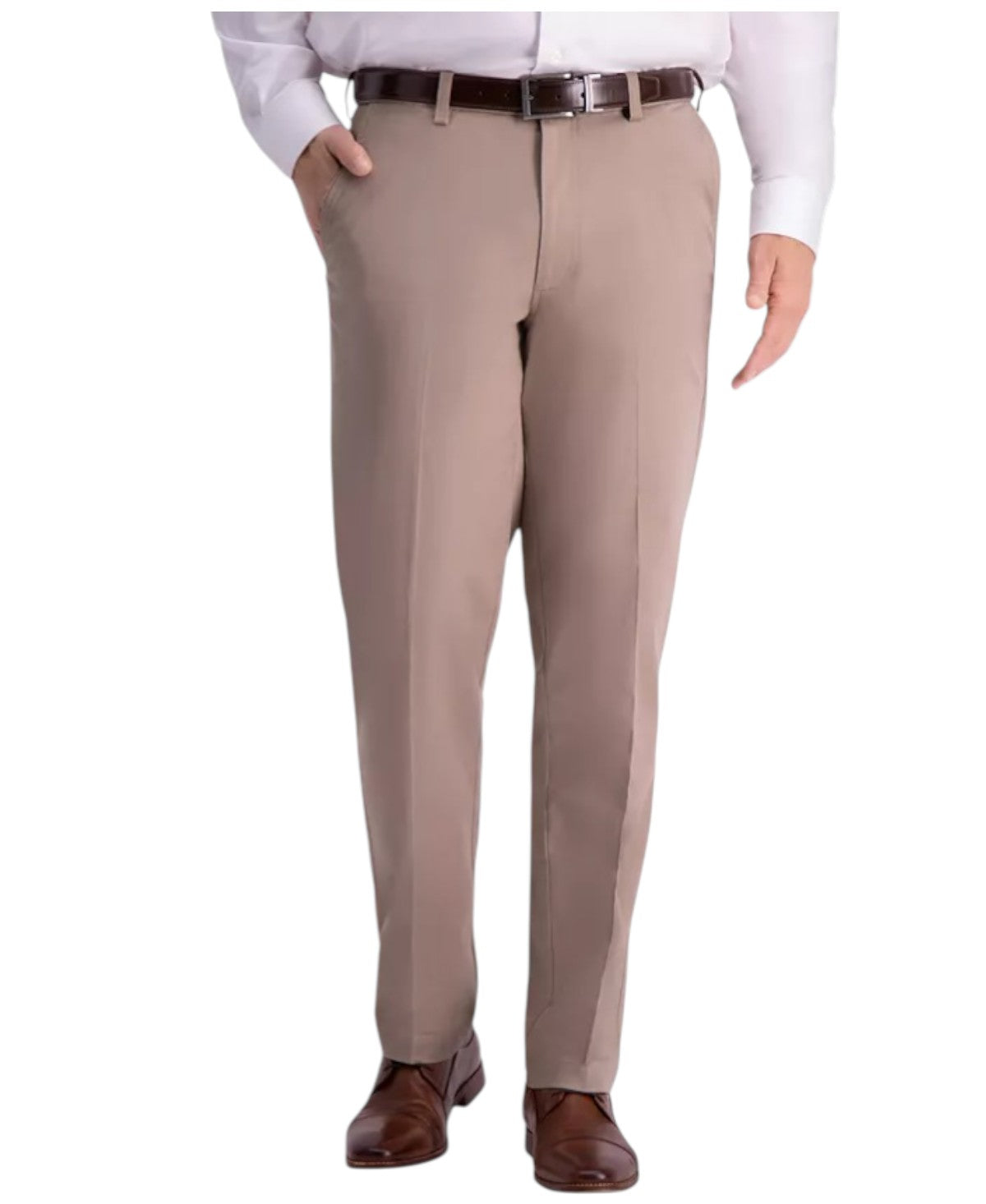 Haggar Mens Classic fit Dress Pants 36 / 32 Beige Solid Stretch