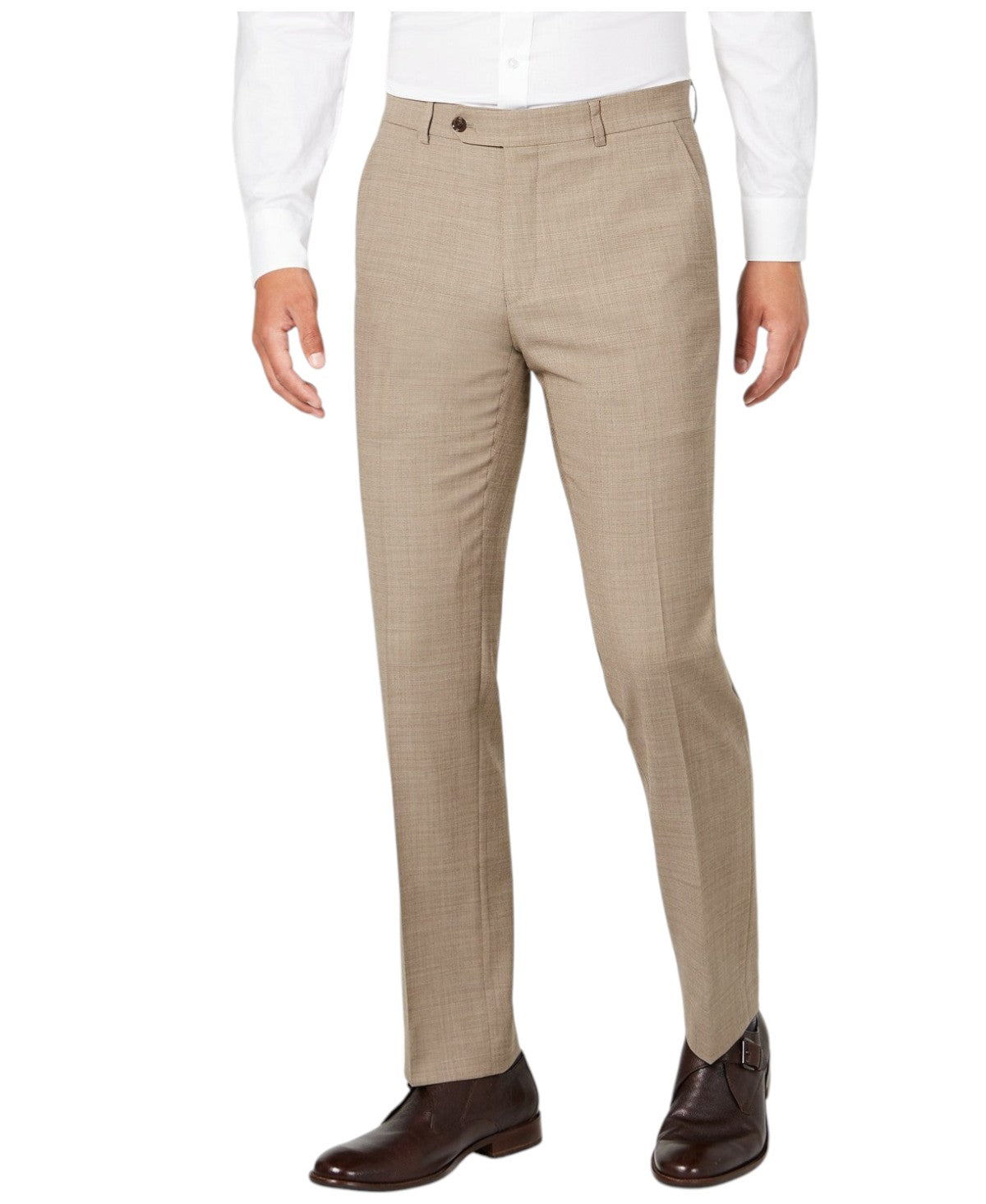 Tommy Hilfiger Mens Modern fit Dress Pants 40 / 32 Beige Solid Stretch