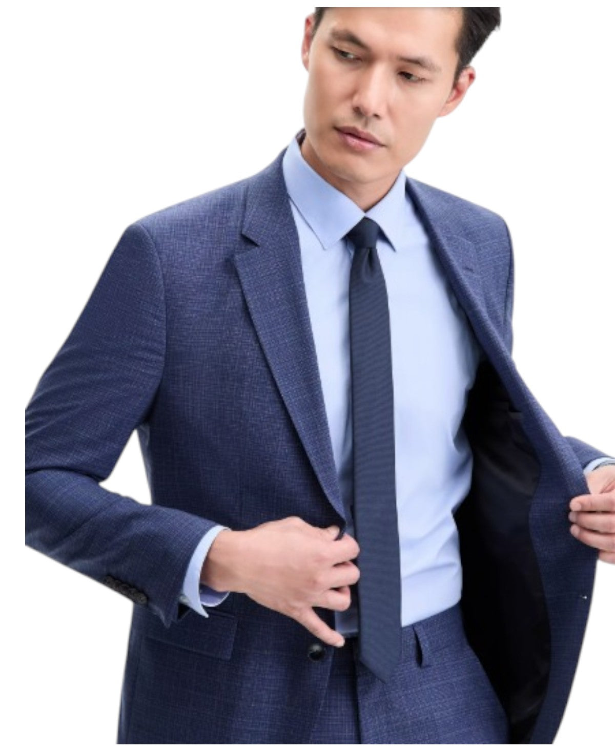 Hugo Boss Mens Modern fit Suit Jacket Blazer 40 R Mid Blue Plaid Stretch