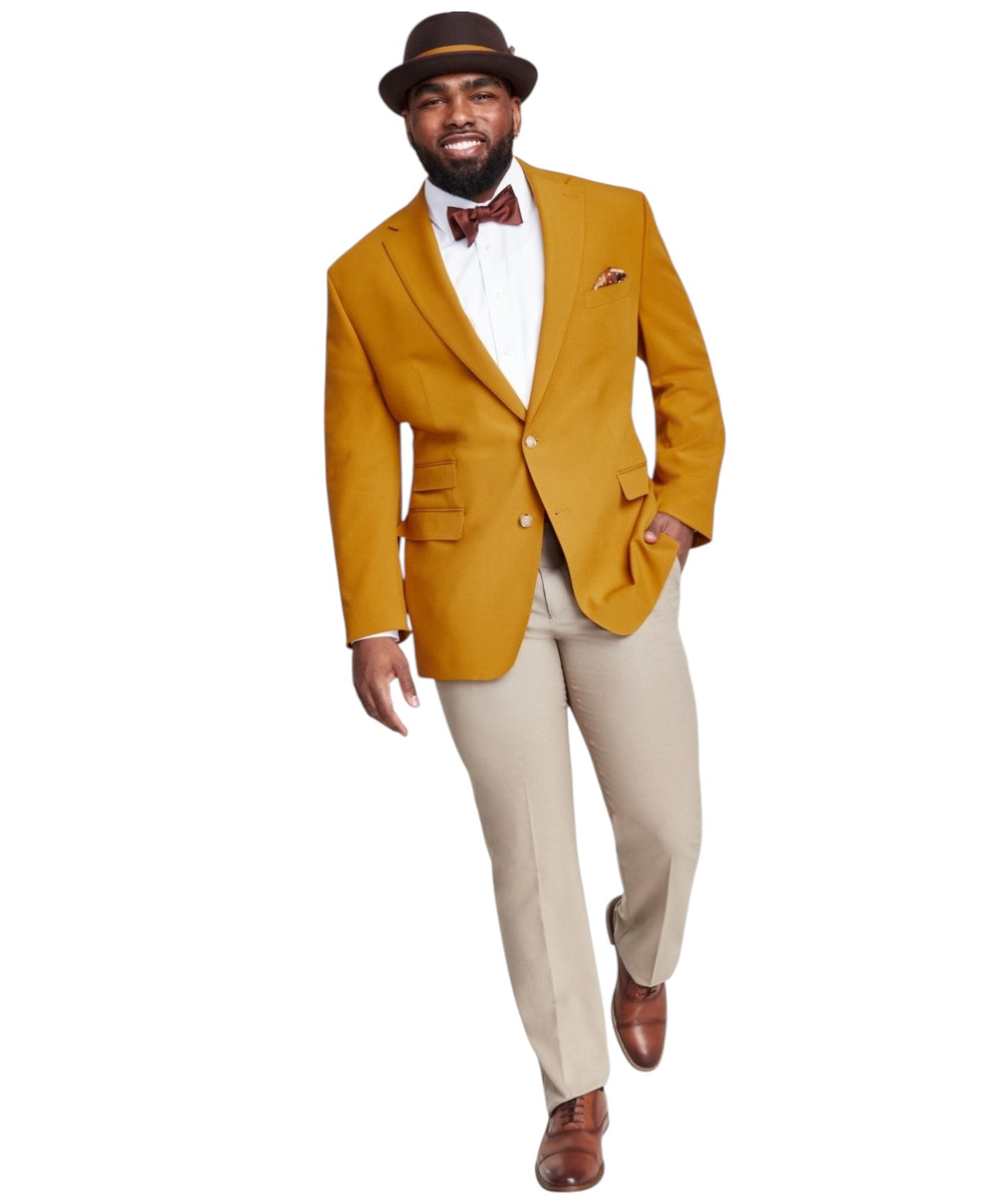 Tayion Mens Classic fit Sport Coat Blazer 42 S Yellow Solid Stretch
