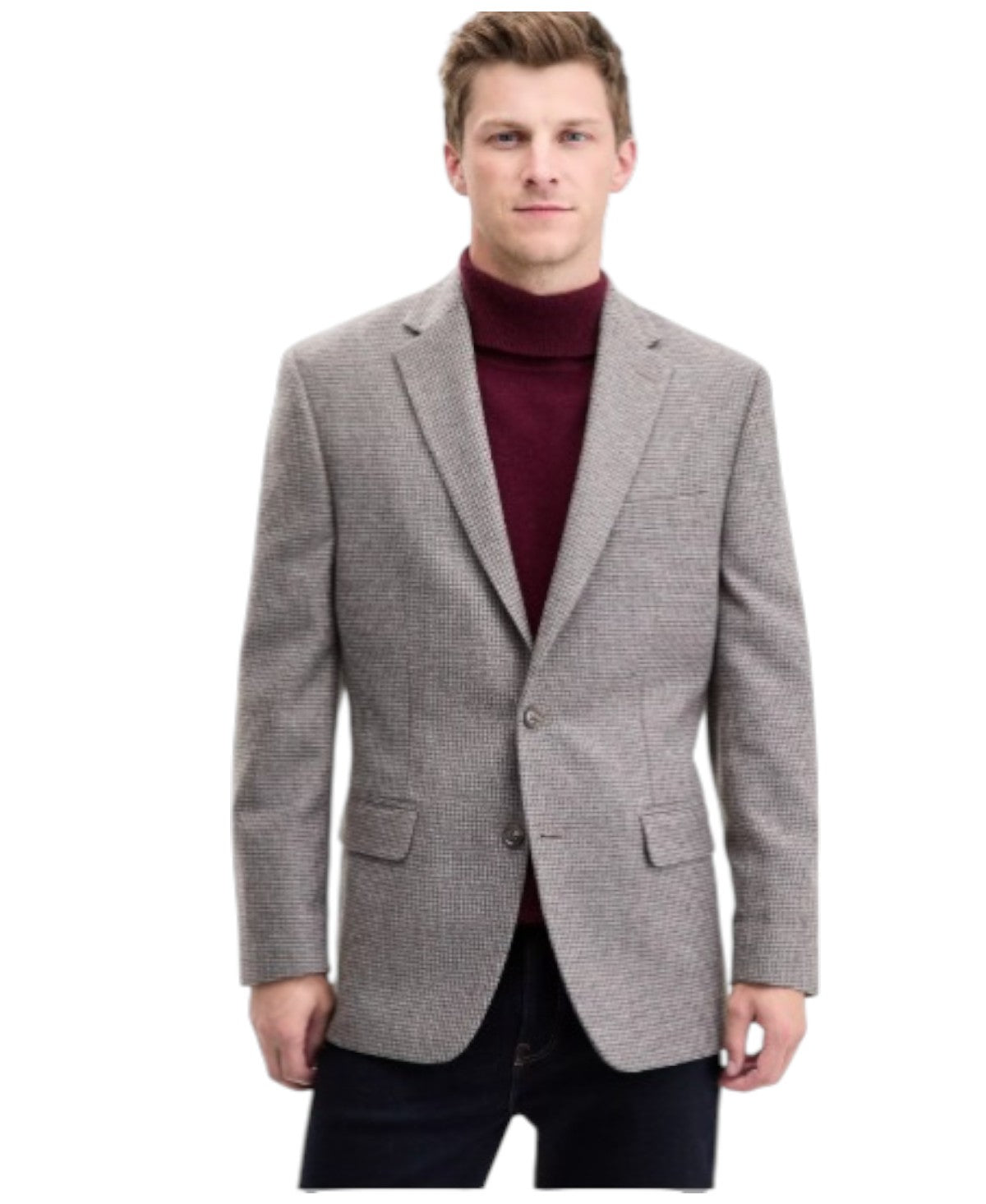 Tommy Hilfiger Mens Modern fit Sport Coat Blazer 50 L Beige Check Stretch