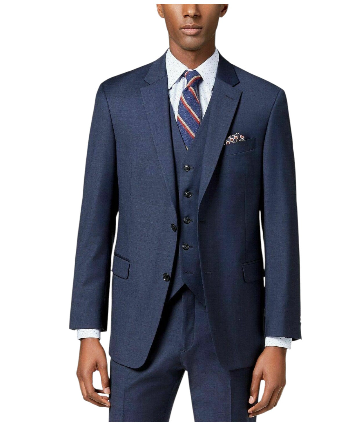 Tommy Hilfiger Mens Modern fit Suit Jacket Blazer 42 L Navy Blue Solid Stretch