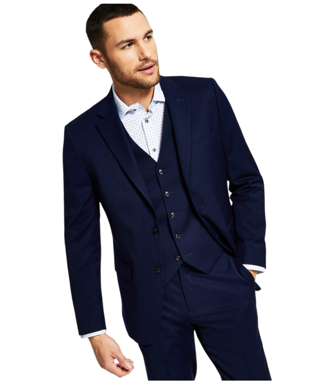 Tommy Hilfiger Mens Modern fit Suit Jacket Blazer 48 R Navy Blue Solid Stretch