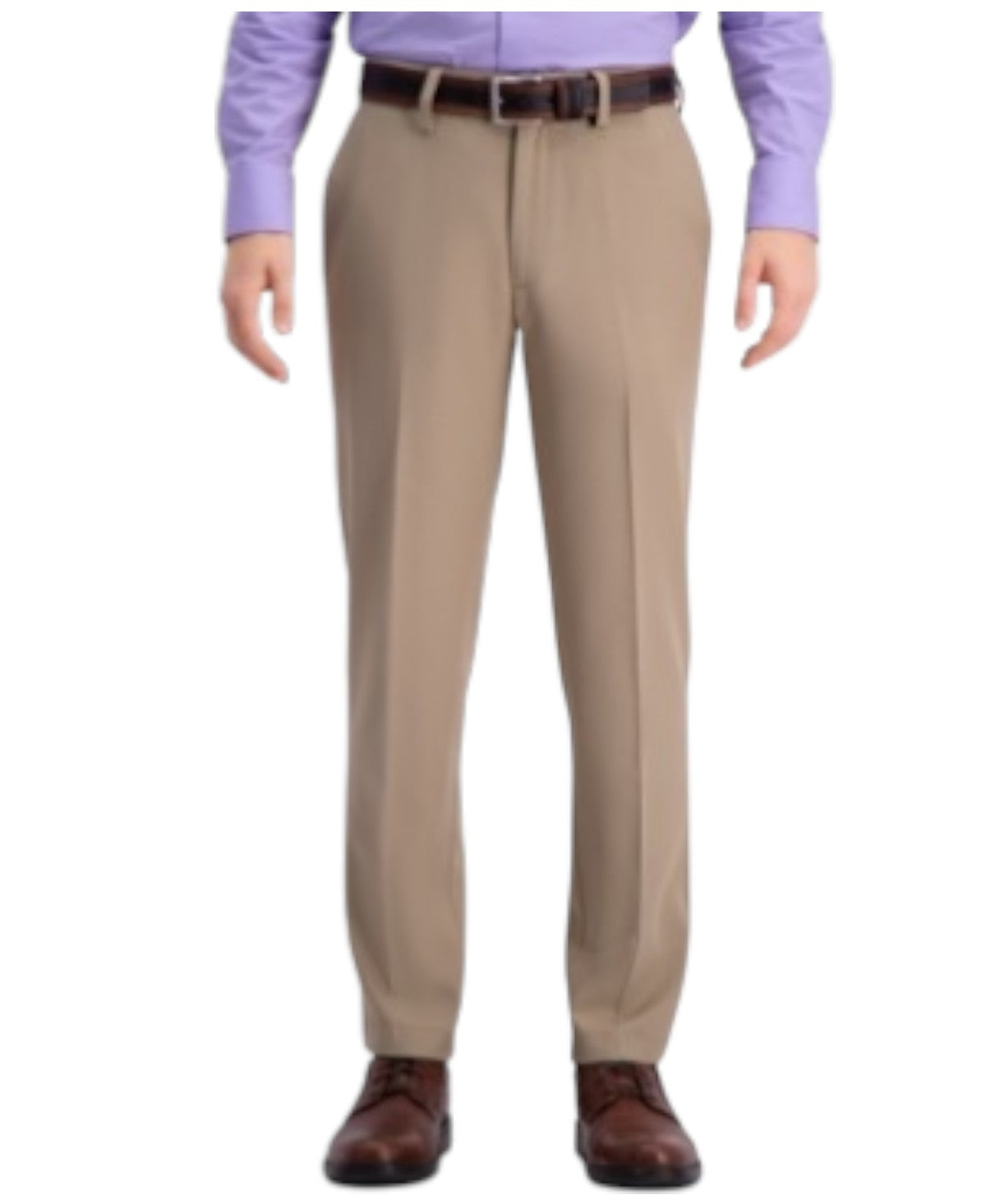 Haggar Mens Slim fit Dress Pants 34 / 29 Beige Solid Stretch