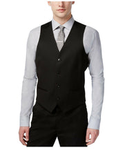 Alfani Mens Slim fit Button-Up Vest Medium Black Solid