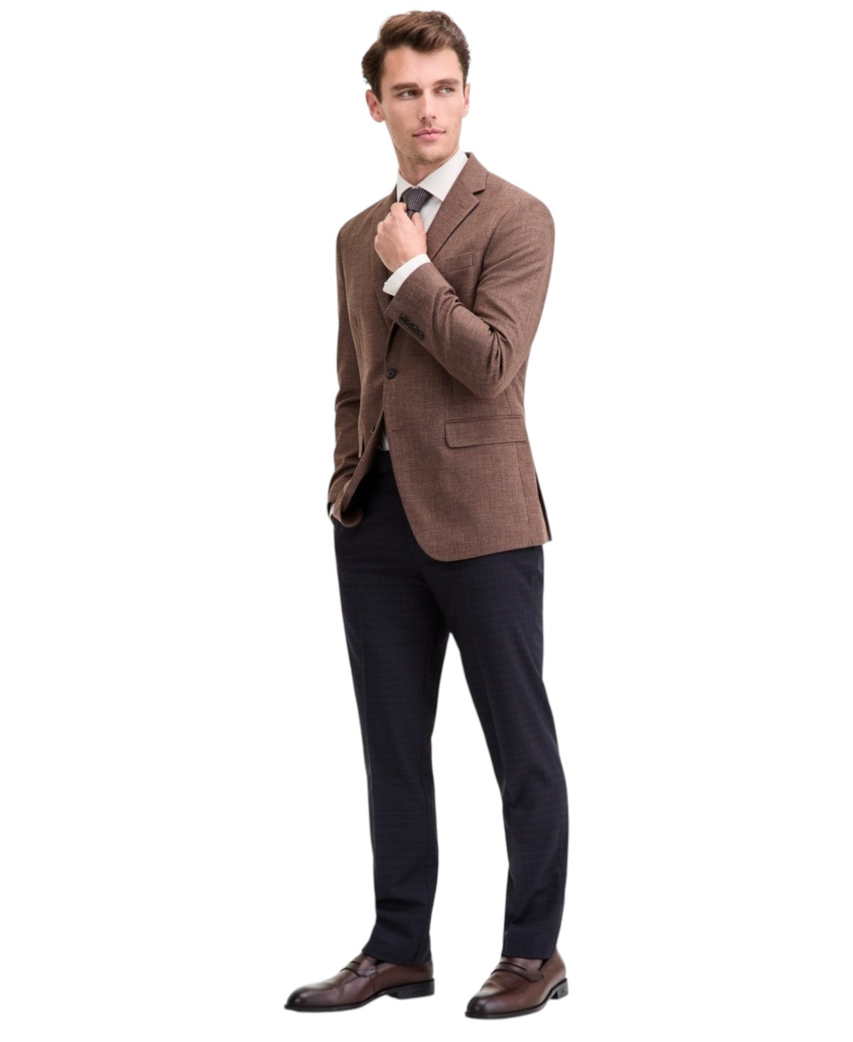 Kenneth Cole Reaction Men's Slim Techni-Cole Weave Sport Coat 38L Light Brown