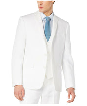 Bar Iii Mens Slim fit Suit Jacket Blazer 42 L White Solid Stretch Linen