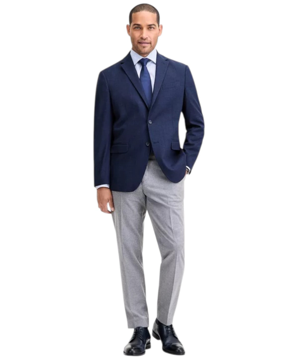 Kenneth Cole Mens Slim fit Sport Coat Blazer 48 L Navy Blue Solid Stretch