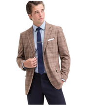 Nautica Mens Modern fit Sport Coat Blazer 40 S Light Brown Plaid Stretch