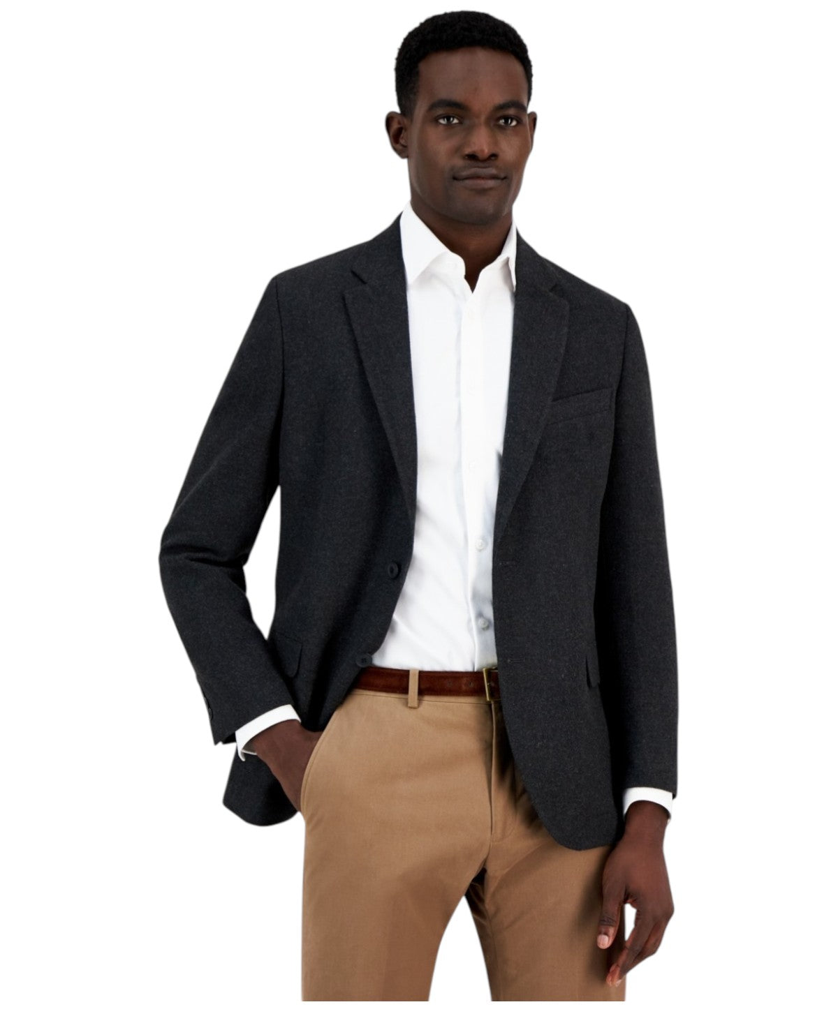 Nautica Mens Modern fit Sport Coat Blazer 44 R Dark Grey Solid Stretch