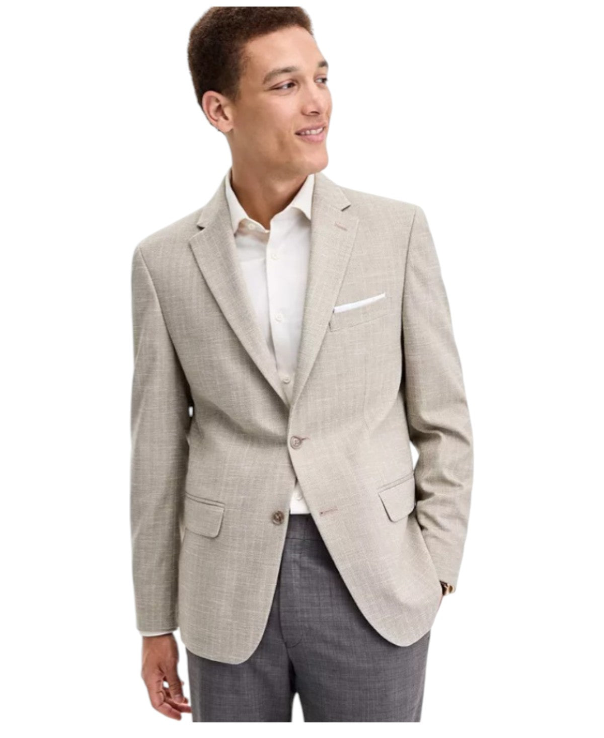 Tommy Hilfiger Mens Modern fit Sport Coat Blazer 44 R Tan Herringbone Stretch