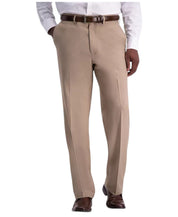 Haggar Mens Classic fit Dress Pants 34 / 29 Beige Solid Stretch