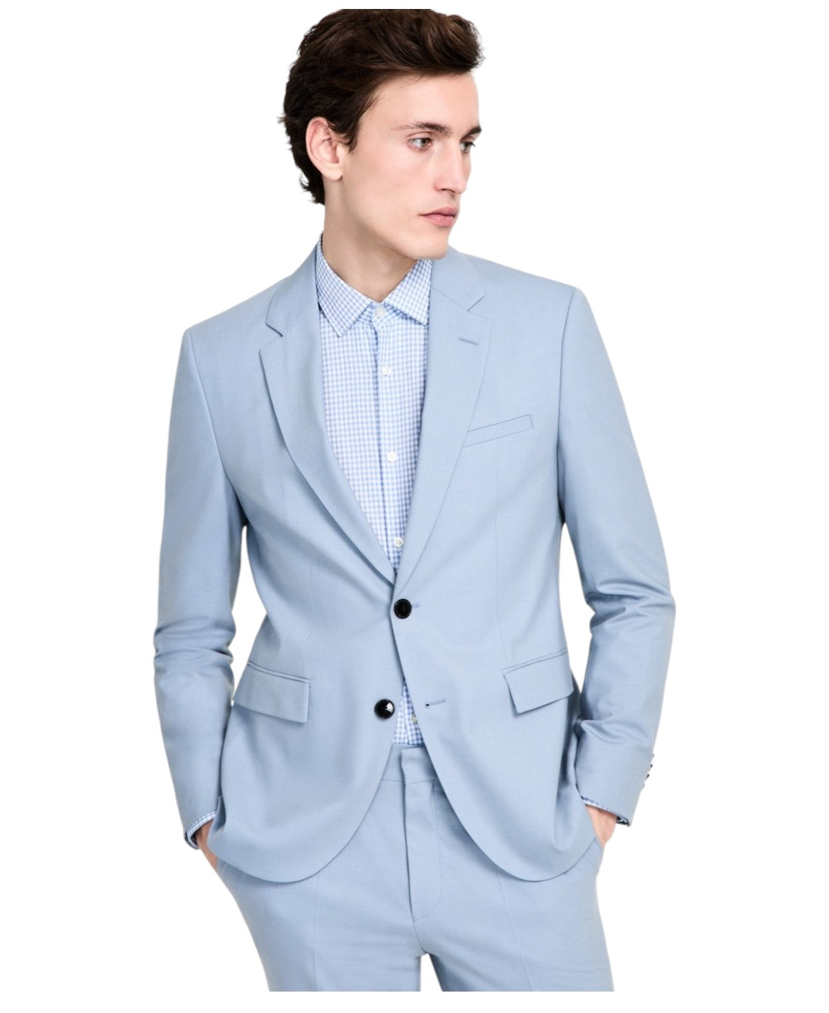Hugo Boss Mens Modern fit Suit Jacket Blazer 38 R Light Blue Solid Stretch