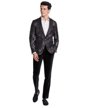 Tallia Mens Slim fit Sport Coat Blazer 44 R Black Floral Stretch