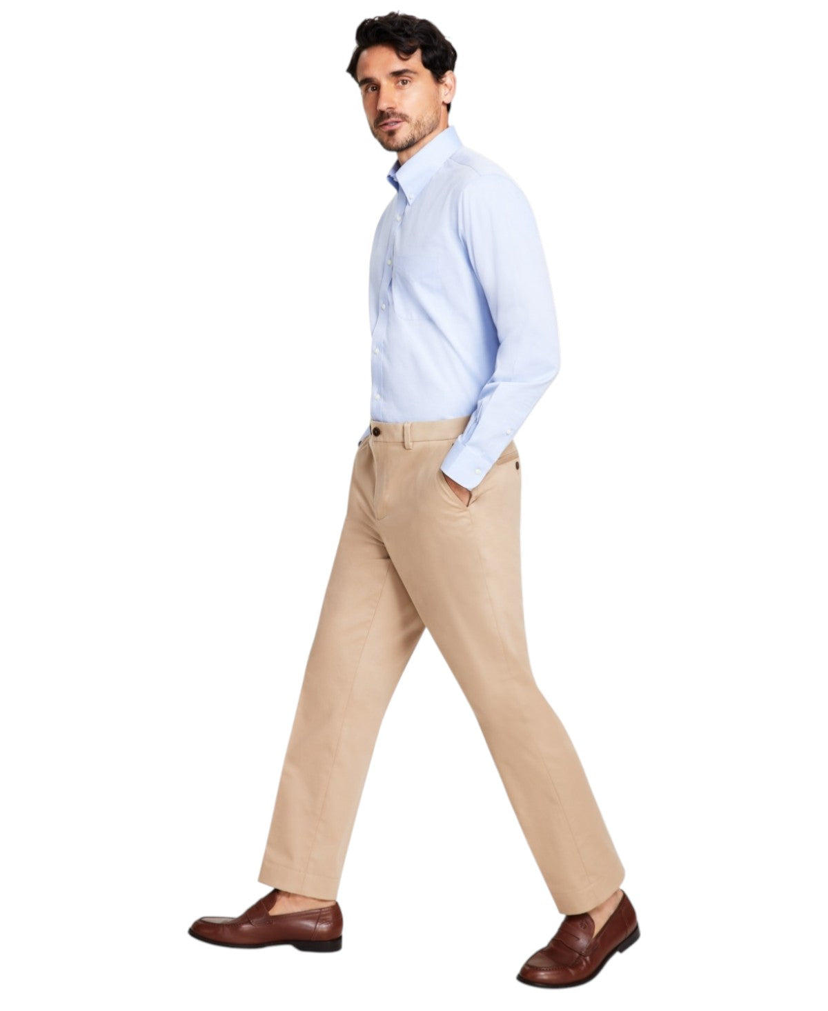 Brooks Brothers Mens Classic fit Dress Pants 34 / 32 Beige Solid Stretch