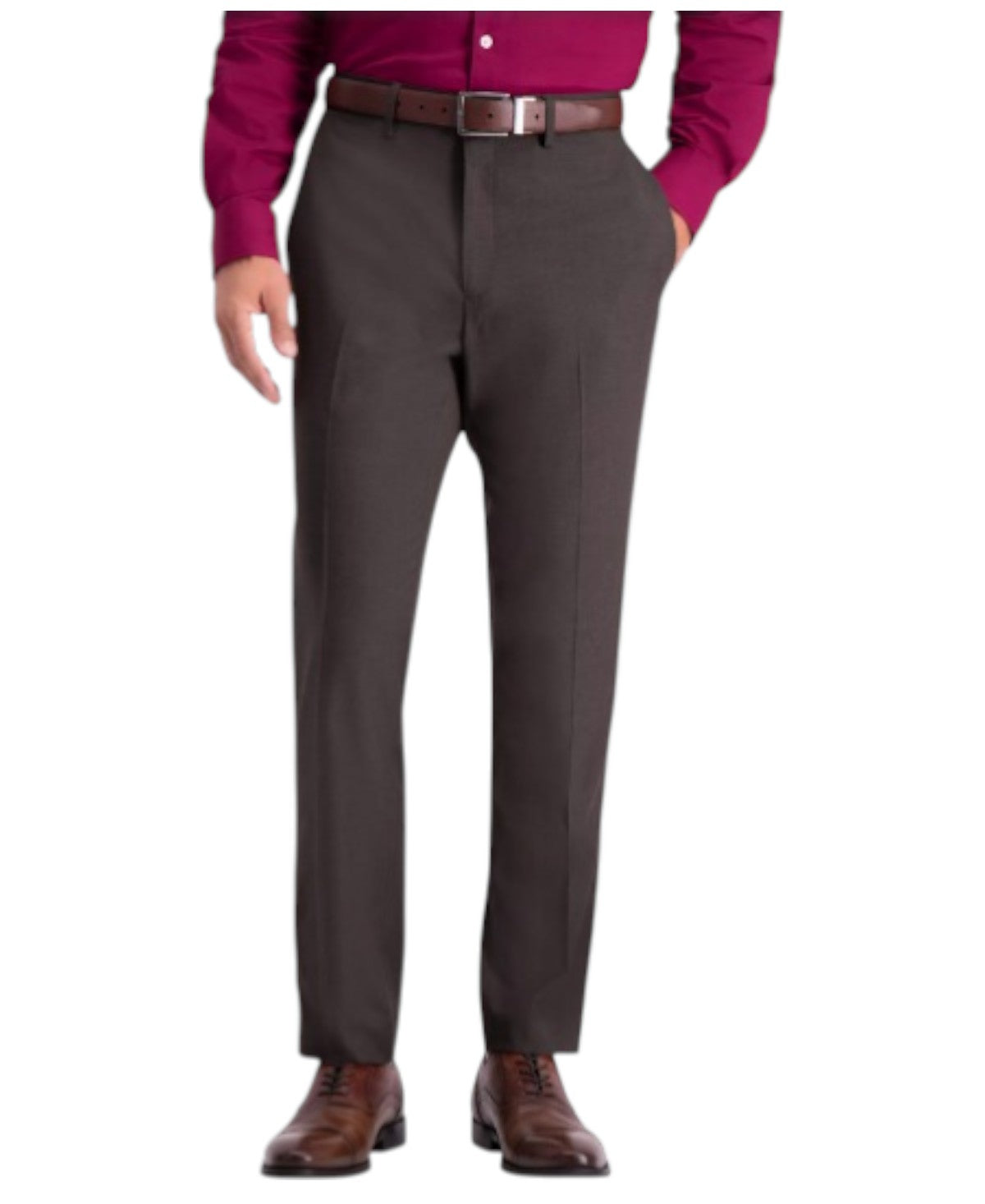 Kenneth Cole Mens Slim fit Dress Pants 36 / 30 Brown Solid Stretch