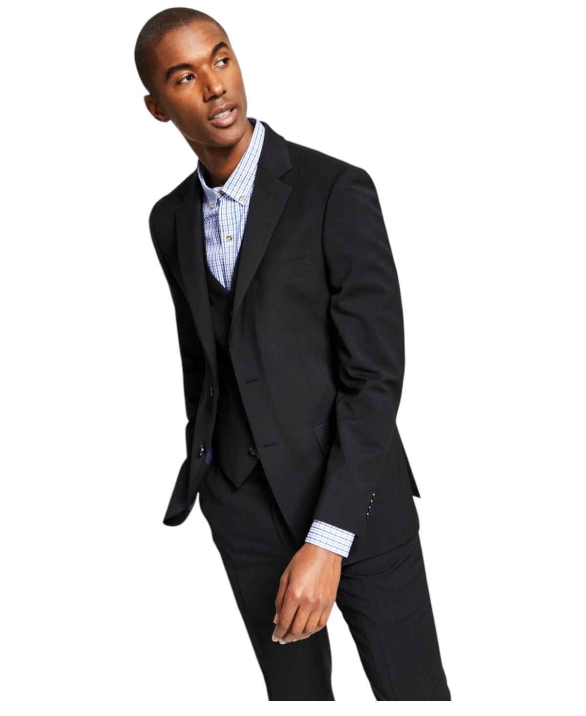 Tommy Hilfiger Mens Modern fit Suit Jacket Blazer 38 S Black Solid Stretch