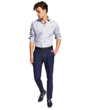 Bar Iii Mens Slim fit Dress Pants 34 / 30 Navy Blue Plaid Stretch