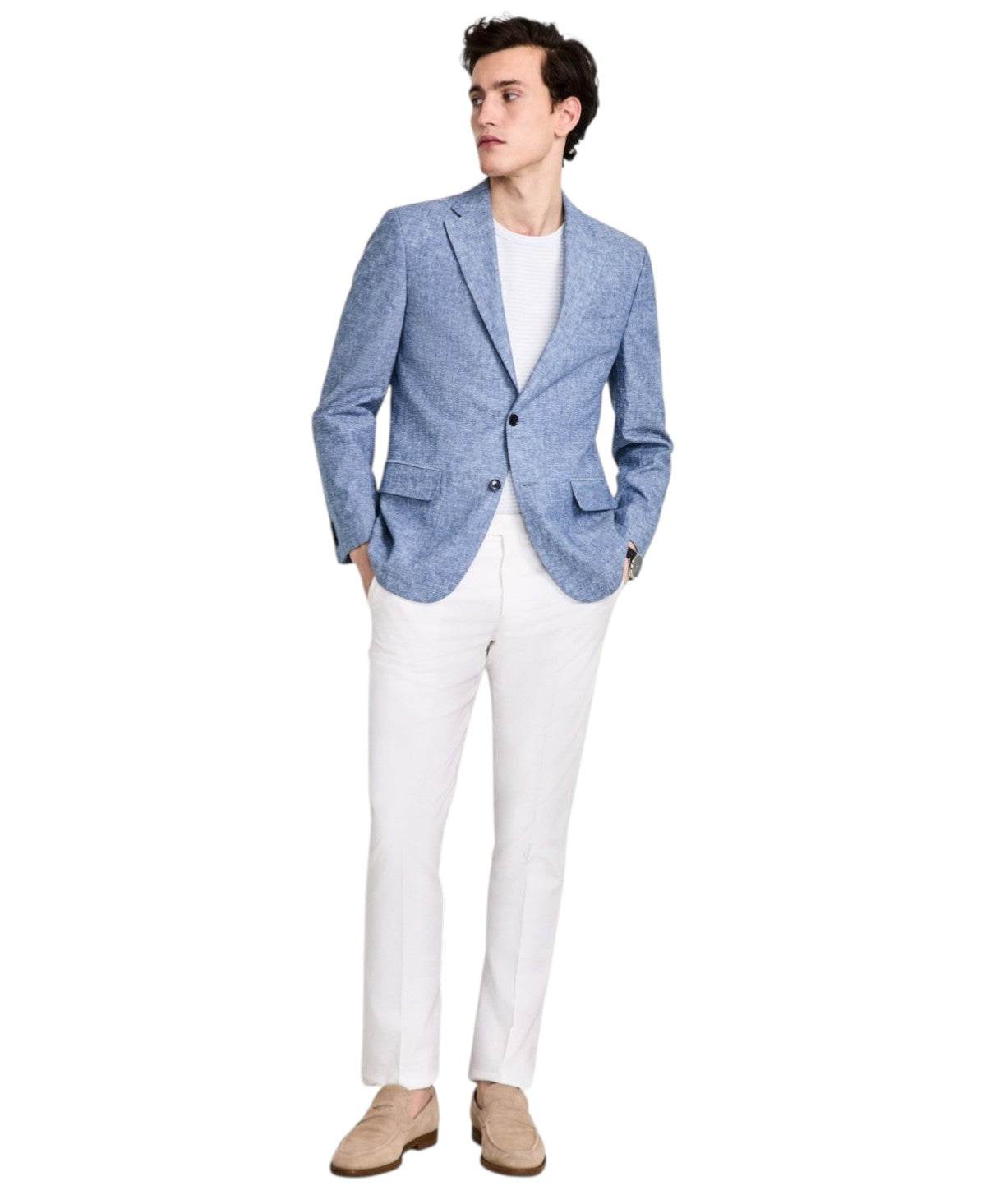 Tommy Hilfiger Mens Modern fit Sport Coat Blazer 42 R Light Blue Solid Stretch