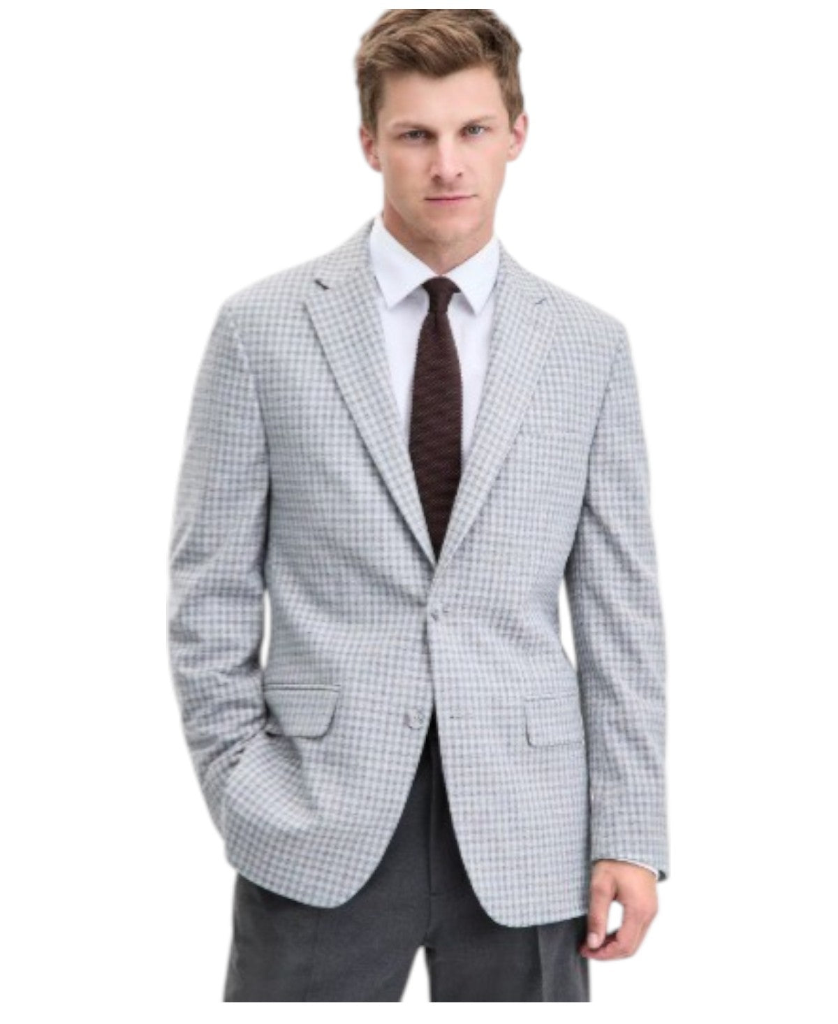 Tommy Hilfiger Mens Modern fit Sport Coat Blazer 42 R Light Grey Check Stretch