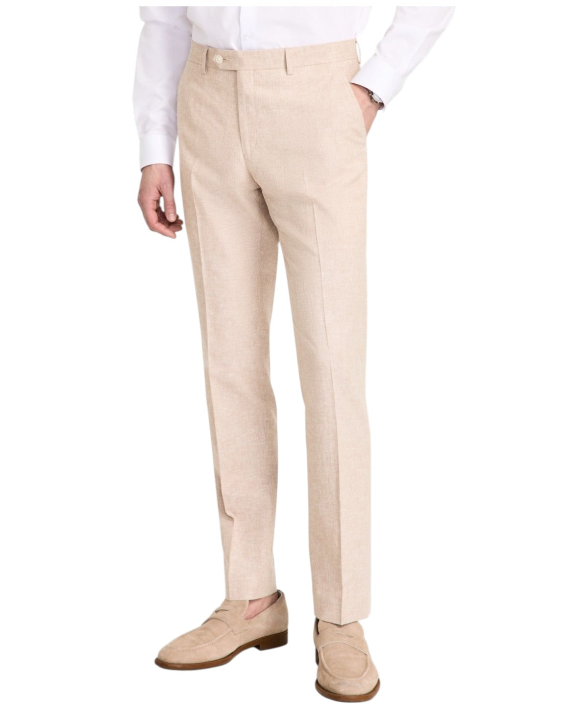 Tommy Hilfiger Mens Modern fit Linen Dress Pants 38 / 29 Beige Solid Stretch