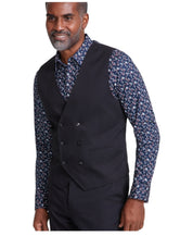 Tayion Mens Classic fit Double Breasted Button-Up Suit Vest Medium Black Solid