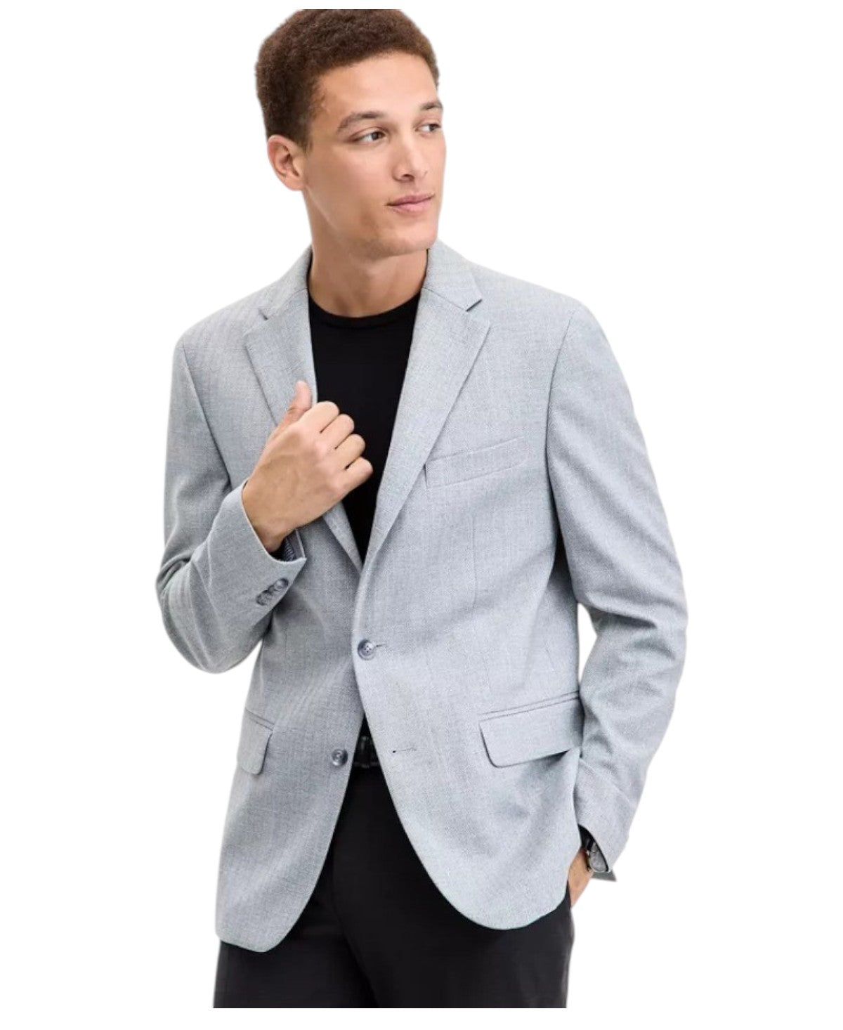 Tommy Hilfiger Men's Modern-Fit Sport Coat Blazer 48 R Light Gray Herringbone