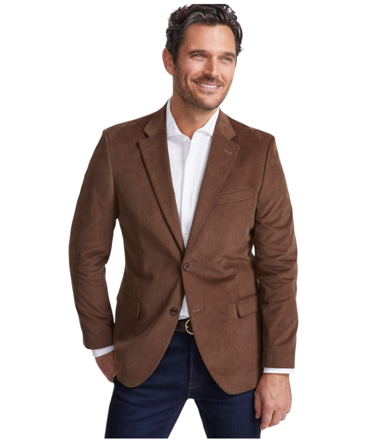 Nautica Mens Modern fit Corduroy Sport Coat Blazer 46 L Brown Solid Stretch