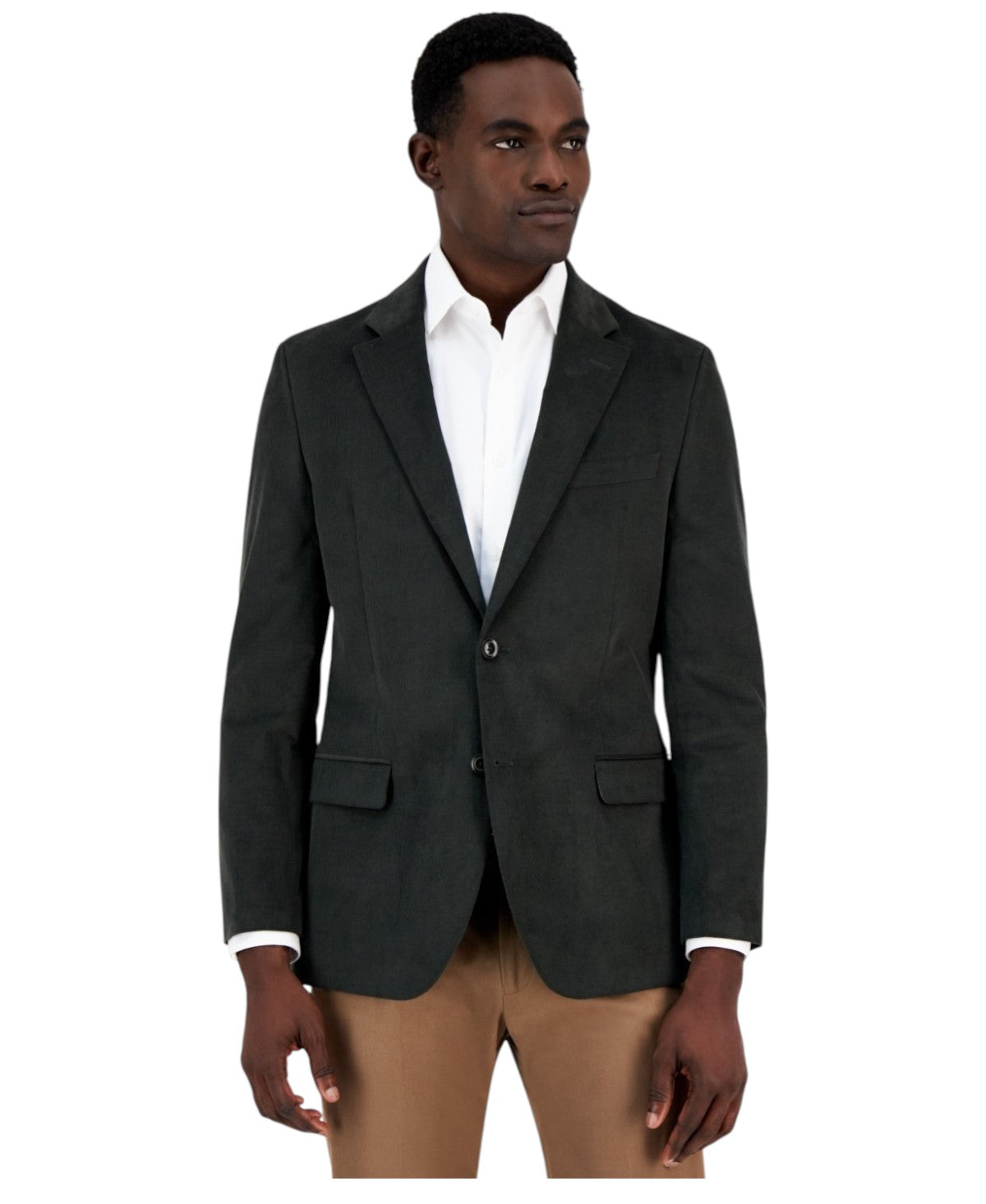 Nautica Mens Modern fit Corduroy Sport Coat Blazer 44 L Green Solid Stretch