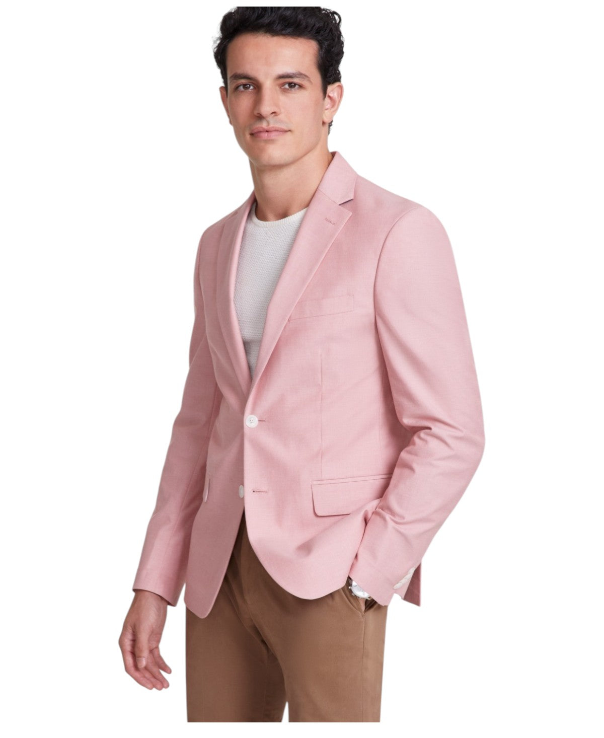 Tommy Hilfiger Mens Modern fit Sport Coat Blazer 44 S Pink Solid Stretch