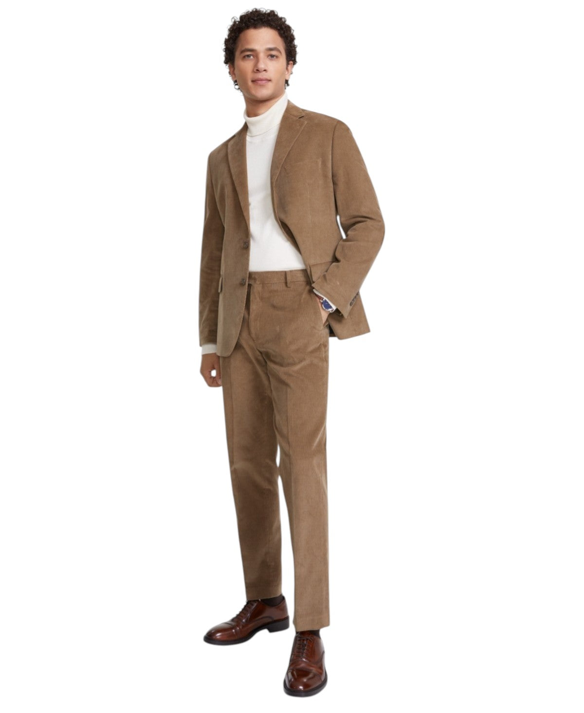 Tommy Hilfiger Mens Modern fit Corduroy Sport Coat Blazer 46 R Beige Solid
