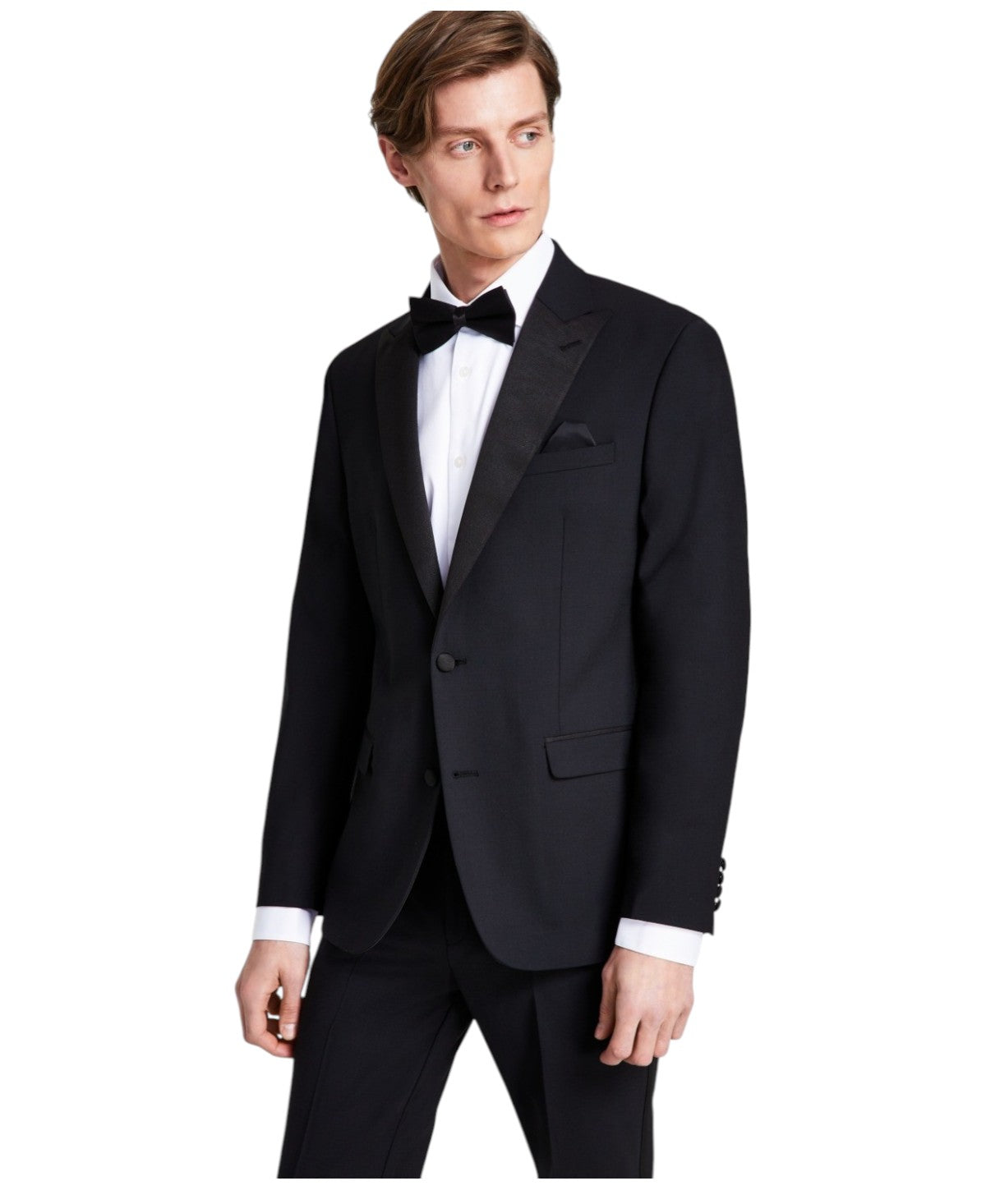 Bar Iii Mens Slim fit Tuxedo Jacket Blazer 44 R Black Solid Stretch