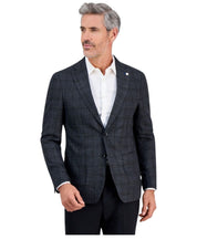 Tom Baine Mens Slim fit Sport Coat Blazer 38 R Dark Grey Plaid Stretch