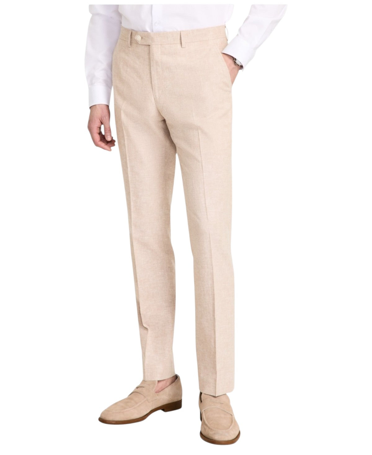 Tommy Hilfiger Mens Modern fit Dress Pants 31 / 30 Beige Solid Stretch
