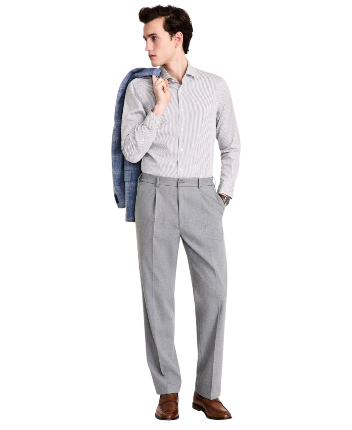 Tommy Hilfiger Mens Relaxed fit Dress Pants 34 / 30 Mid Grey Solid Stretch