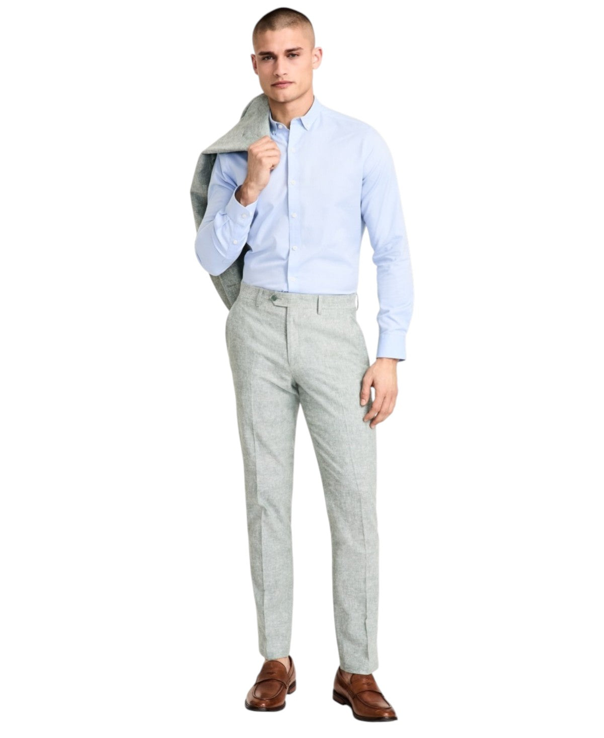 Bar Iii Mens Slim fit Dress Pants 33 / 30 Light Green Solid Stretch