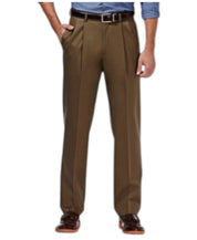 Haggar Mens Classic fit Dress Pants 44 / 32 Brown Solid Stretch