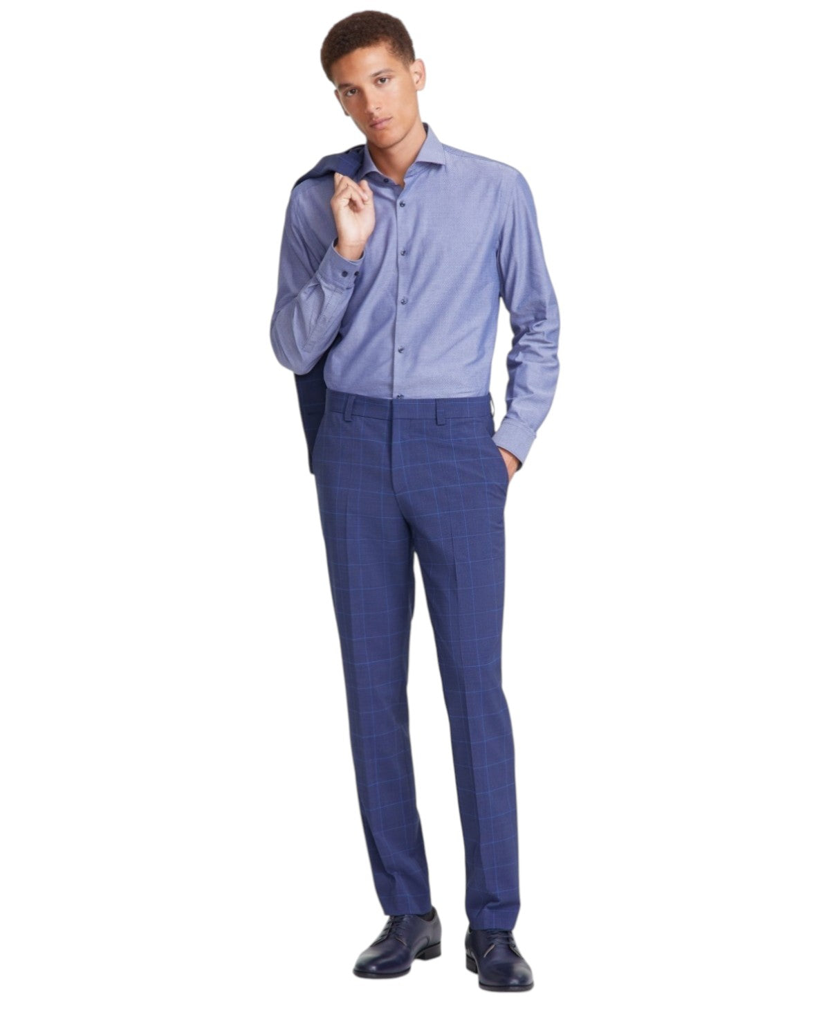 Hugo Boss Mens Modern fit Dress Pants 40 /  Blue Check Stretch