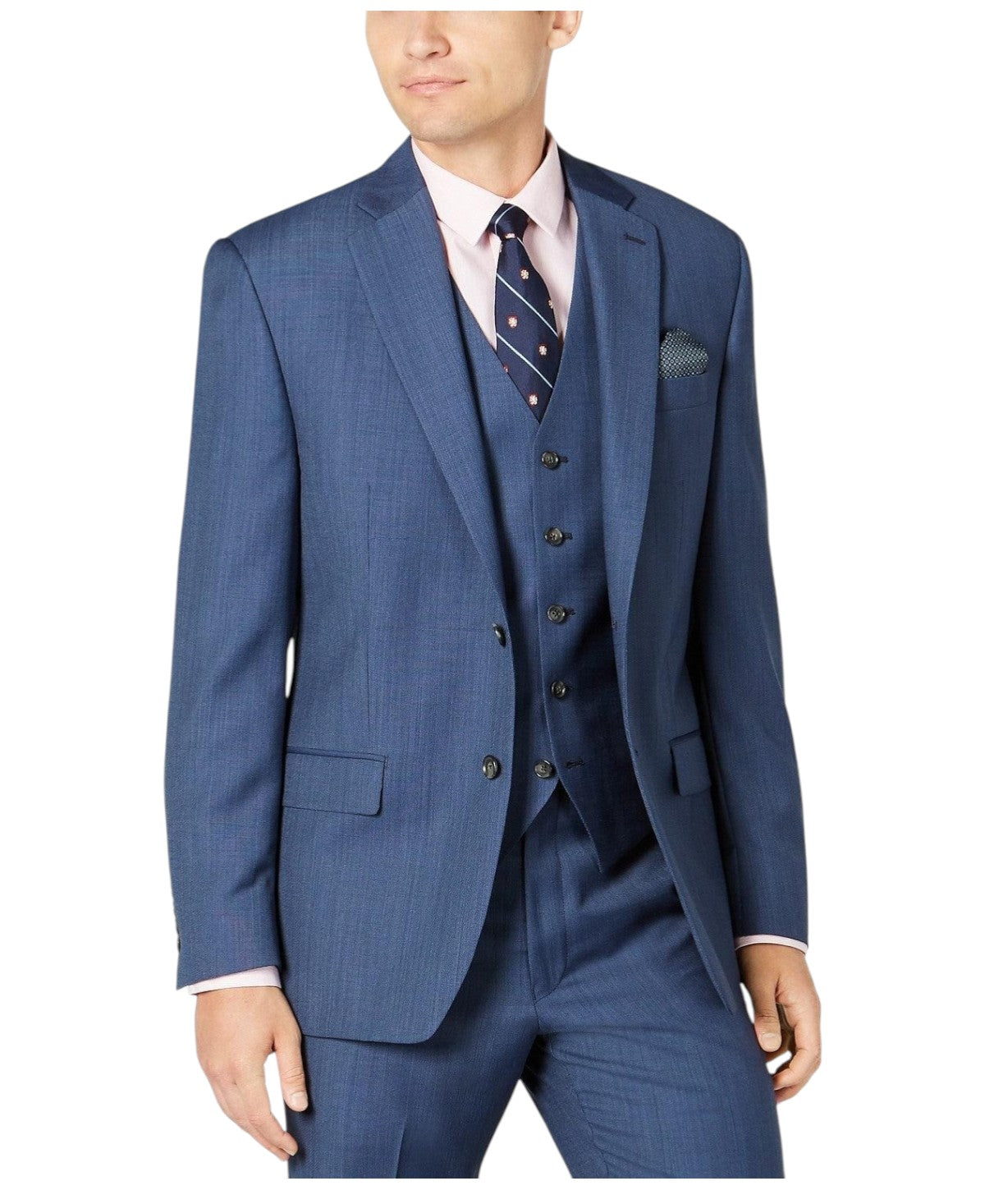 Lauren Ralph Lauren Mens Classic fit Suit Jacket Blazer 38 R Blue Birdseye Stretch